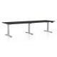Výškovo nastaviteľný stôl OfficeTech Long, 260 x 80 cm, šedá podnož - Čierna