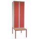 Kovová šatníková skrinka s lavičkou, 60 x 85 x 185 cm, cylindrický zámok - Červená - RAL 3000