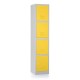 Kovová šatníková skrinka - 4 boxy, 38 x 45 x 185 cm, cylindrický zámok - Žltá - RAL 1023