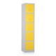 Kovová šatníková skrinka - 5 boxov, 38 x 45 x 185 cm, cylindrický zámok - Žltá - RAL 1023