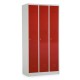 Kovová šatníková skrinka - 3 oddiely, 90 x 50 x 180 cm, cylindrický zámok - Červená - RAL 3000