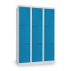 Kovová šatníková skrinka Z, 3 oddiely, 120 x 50 x 180 cm, cylindrický zámok - Modrá - RAL 5012