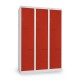 Kovová šatníková skrinka Z, 3 oddiely, 120 x 50 x 180 cm, cylindrický zámok - Červená - RAL 3000