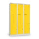 Kovová šatníková skrinka Z, 3 oddiely, 120 x 50 x 180 cm, cylindrický zámok - Žltá - RAL 1023