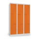 Kovová šatníková skrinka Z, 3 oddiely, 120 x 50 x 180 cm, cylindrický zámok - Oranžová - RAL 2004