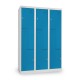 Kovová šatníková skrinka Z, 3 oddiely, 120 x 50 x 180 cm, otočný zámok - Modrá - RAL 5012