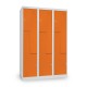 Kovová šatníková skrinka Z, 3 oddiely, 120 x 50 x 180 cm, otočný zámok - Oranžová - RAL 2004