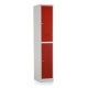 Kovová šatníková skrinka - 2 boxy, 38 x 45 x 185 cm, cylindrický zámok - Červená - RAL 3000