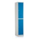 Kovová šatníková skrinka - 2 boxy, 38 x 45 x 185 cm, cylindrický zámok - Modrá - RAL 5012