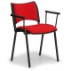 Konferenčná stolička SMART - čierne nohy s podrúčkami - Červená