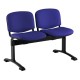 Kožená lavica ISO, 2-sedadlo - čierne nohy - Modrá