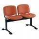 Kožená lavica ISO, 2-sedadlo - čierne nohy - Oranžová