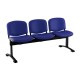 Kožená lavica ISO, 3-sedadlo - čierne nohy - Modrá