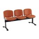 Kožená lavica ISO, 3-sedadlo - čierne nohy - Oranžová