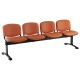Kožená lavica ISO, 4-sedadlo - čierne nohy - Oranžová