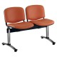 Kožená lavica ISO, 2-sedadlo - chrómované nohy - Oranžová
