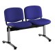 Kožená lavica ISO, 2-sedadlo - chrómované nohy - Modrá