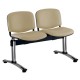 Kožená lavica ISO, 2-sedadlo - chrómované nohy - Béžová