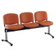 Kožená lavica ISO, 3-sedadlo - chrómované nohy - Oranžová