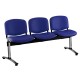 Kožená lavica ISO, 3-sedadlo - chrómované nohy - Modrá
