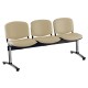 Kožená lavica ISO, 3-sedadlo - chrómované nohy - Béžová