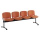 Kožená lavica ISO, 4-sedadlo - chrómované nohy - Oranžová
