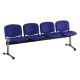 Kožená lavica ISO, 4-sedadlo - chrómované nohy - Modrá