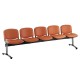 Kožená lavica ISO, 5-sedadlo - chrómované nohy - Oranžová