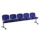 Kožená lavica ISO, 5-sedadlo - chrómované nohy - Modrá