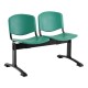Plastová lavica ISO, 2-sedadlo - čierne nohy - Zelená