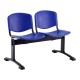 Plastová lavica ISO, 2-sedadlo - čierne nohy - Modrá