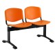 Plastová lavica ISO, 2-sedadlo - čierne nohy - Oranžová