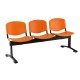 Plastová lavica ISO, 3-sedadlo - čierne nohy - Oranžová