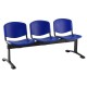 Plastová lavica ISO, 3-sedadlo - čierne nohy - Modrá