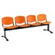 Plastová lavica ISO, 4-sedadlo - čierne nohy - Oranžová