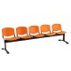Plastová lavica ISO, 5-sedadlo - čierne nohy - Oranžová
