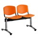 Plastová lavica ISO, 2-sedadlo - chrómované nohy - Oranžová