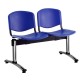 Plastová lavica ISO, 2-sedadlo - chrómované nohy - Modrá