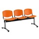 Plastová lavica ISO, 3-sedadlo - chrómované nohy - Oranžová