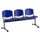 Plastová lavica ISO, 3-sedadlo - chrómované nohy - Modrá