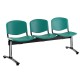 Plastová lavica ISO, 3-sedadlo - chrómované nohy - Zelená