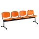 Plastová lavica ISO, 4-sedadlo - chrómované nohy - Oranžová