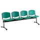Plastová lavica ISO, 4-sedadlo - chrómované nohy - Zelená