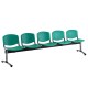 Plastová lavica ISO, 5-sedadlo - chrómované nohy - Zelená